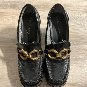 Black and Gold Women's Loafers